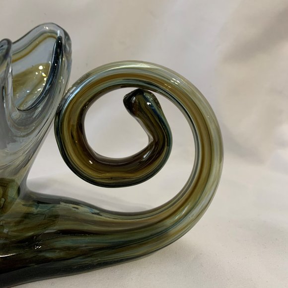 Vintage 70’s Art Glass Bowl with Curled Handle - Picture 3 of 5